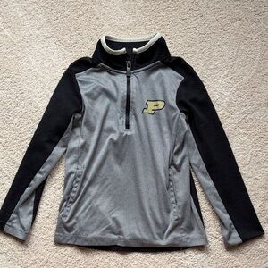 Gray and Black Quarter-Zip Pullover with Logo